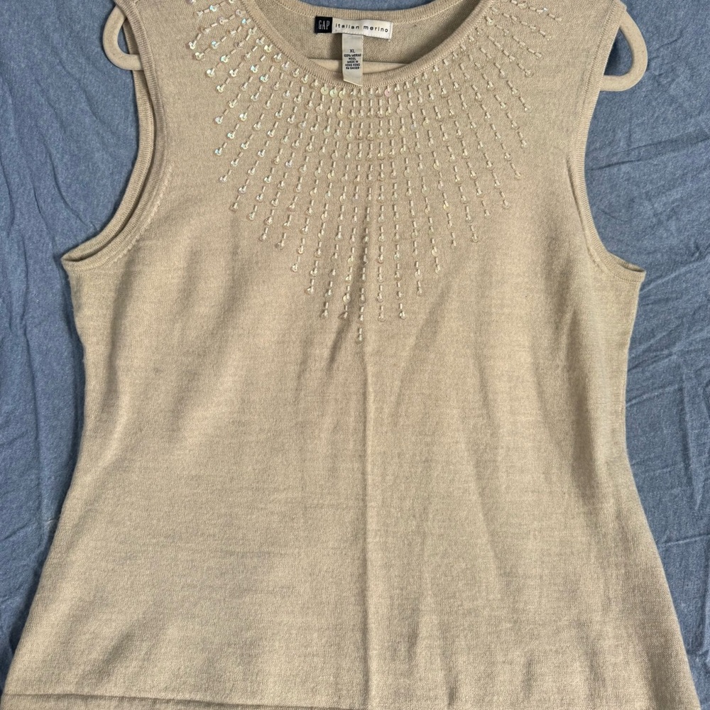GAP Beige Embellished Tank Top